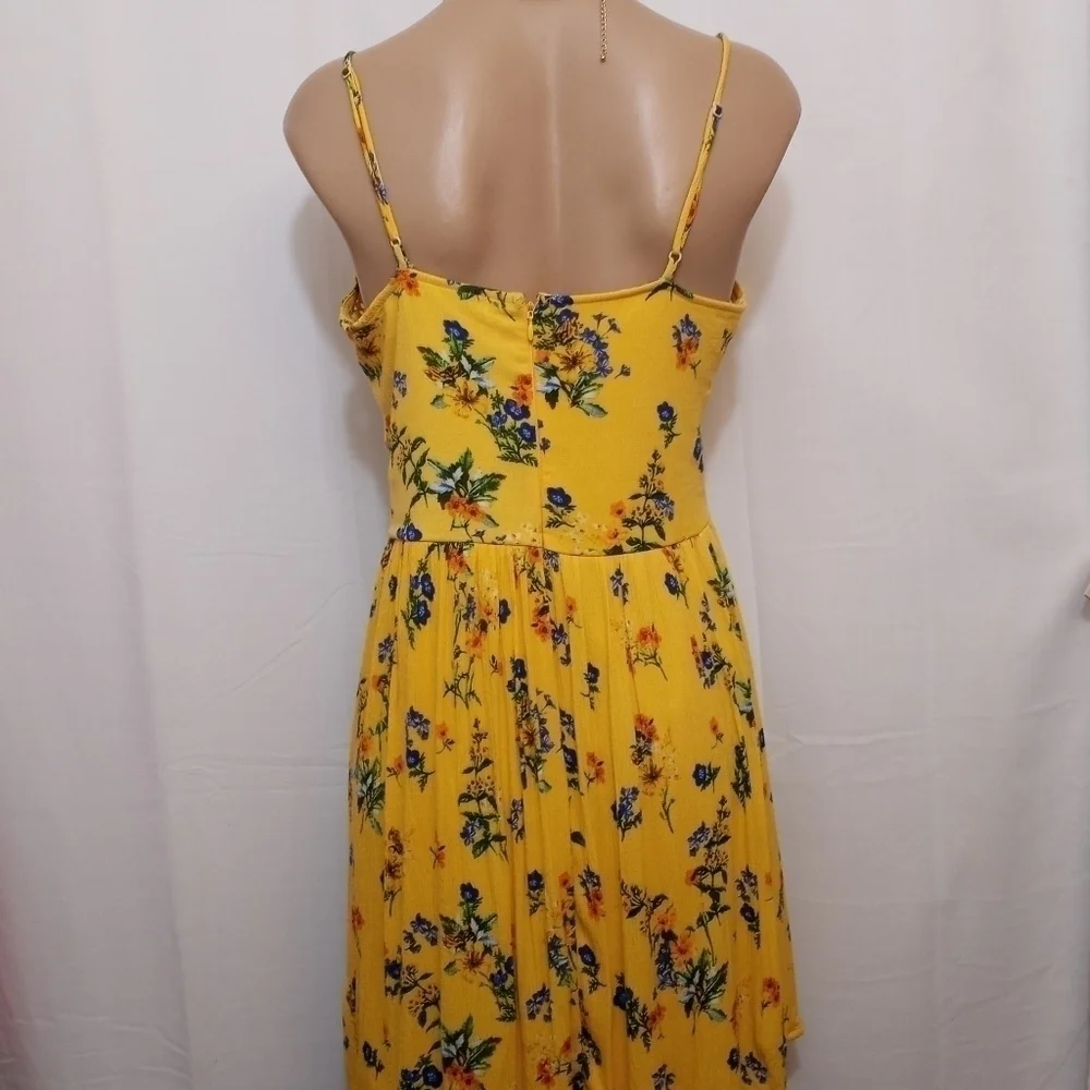𝅺JUSTFAB Yellow Floral Sleeveless Dress Women's Size Medium